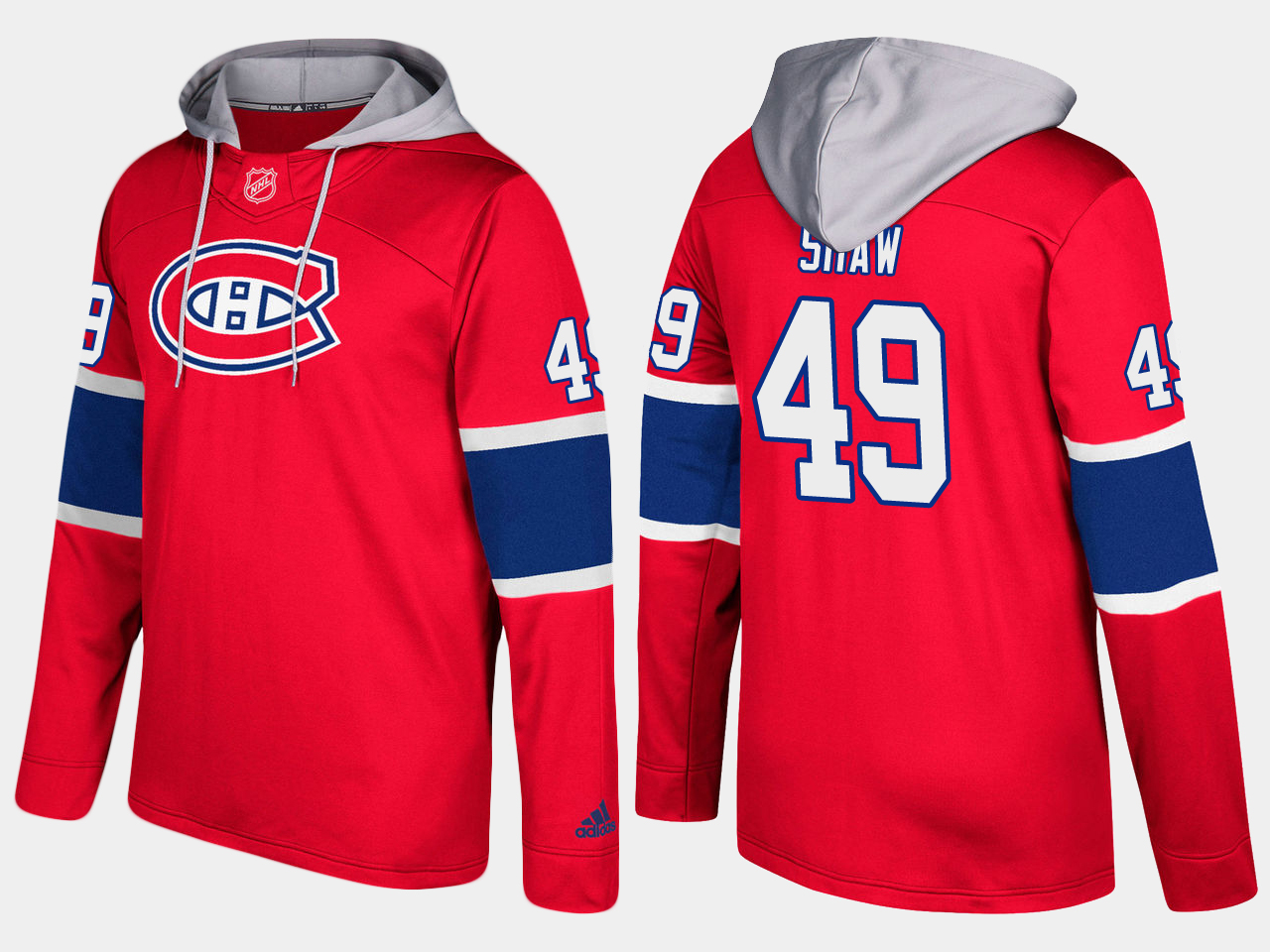 Men NHL Montreal canadiens #49 logan shaw red hoodie->montreal canadiens->NHL Jersey